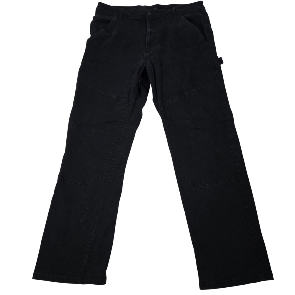 Mens CAT Caterpillar Black Double Knee Carpenter Pants‎ Workwear 38x31
